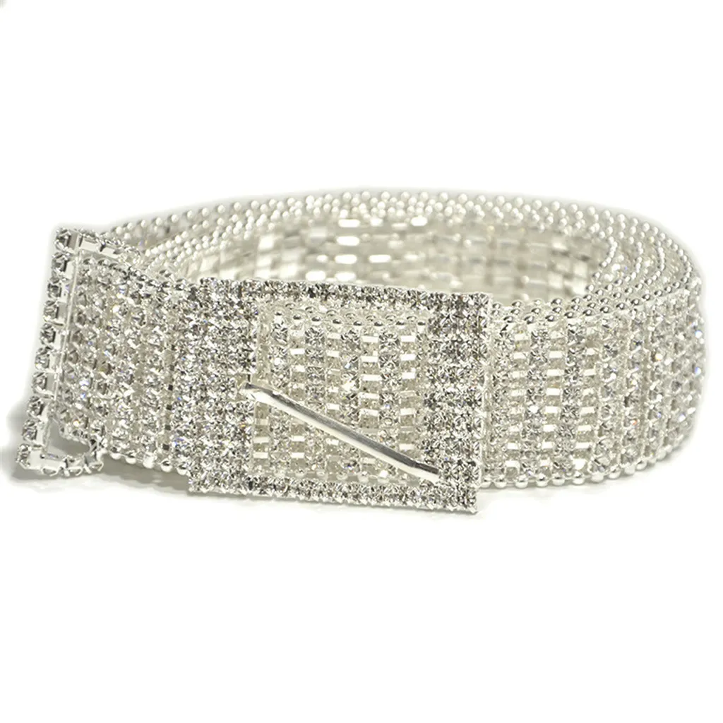 High-Quality Gold Sequin belt for Women's Party Dress - Shiny Waistband with Chain - Womail Fashion T200411