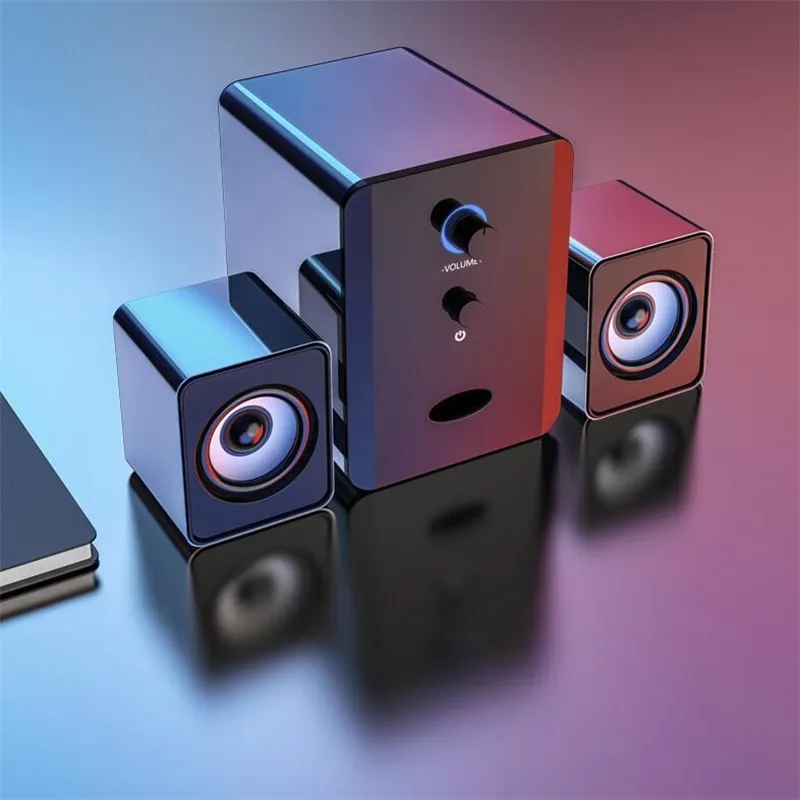Haut-parleurs de combinaison câblée USB Boîte de son ordinateur portable Bass de musique stéréo lecteur de musique stéréo.