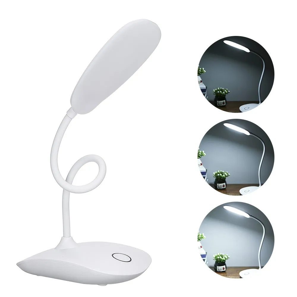 Lampe de bureau LED rotative à 360 ° rechargeable par USB 3 niveaux de luminosité Contrôle tactile flexible Veilleuse Lampe de table attentionnée pour étudier R