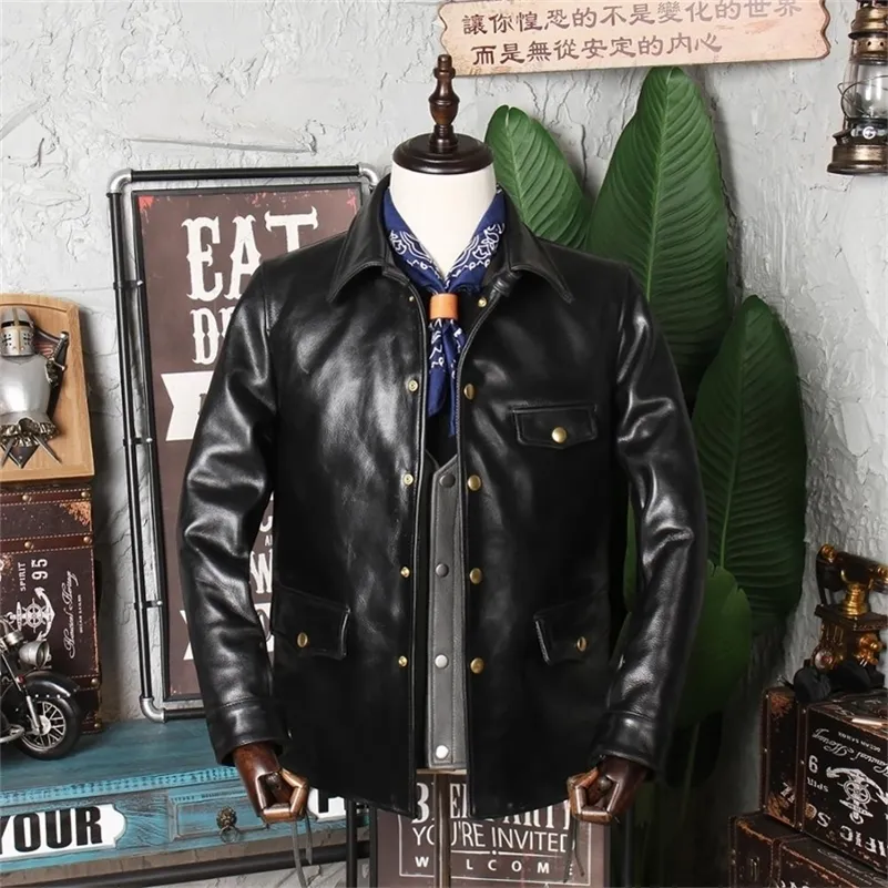 Frete grátis.brand Core Currenche Calçadeira, Brakeman Jaqueta De Couro Genuíno, Clássico Casual.Vintage Leather Roupa.Sales LJ201029