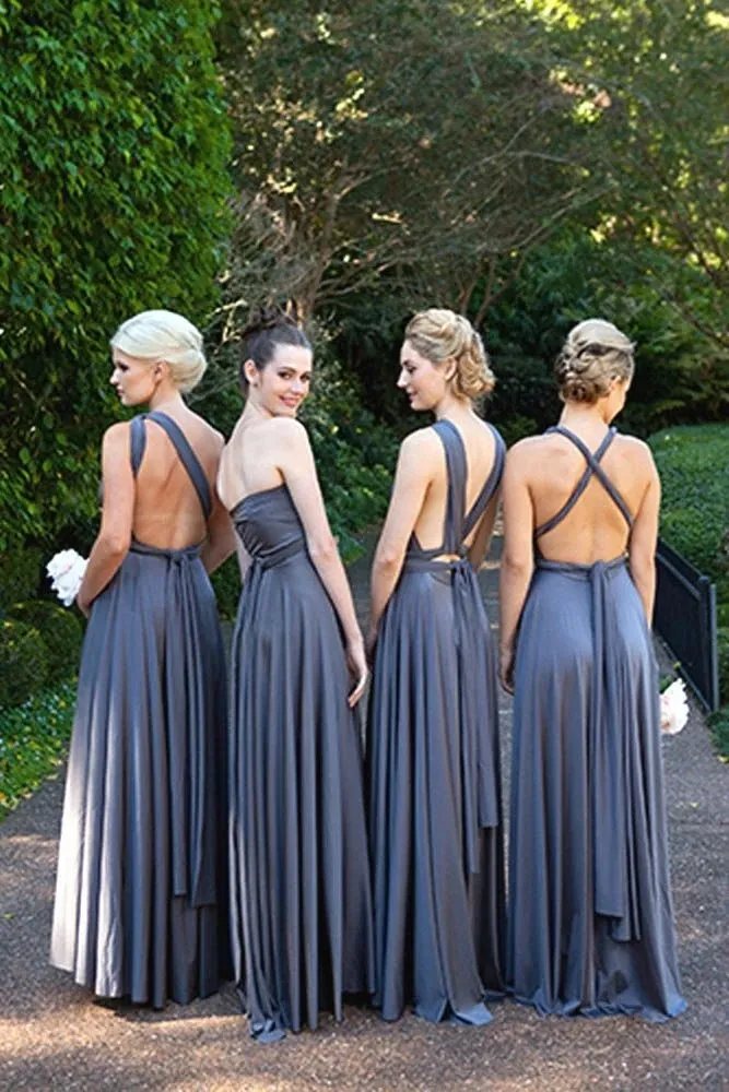 Sexy Backless Convertible Bridesmaid Dresses For Women Chiffon Summer Beach Boho Wedding Guest Gowns With Long Train AL9790 From Allloves 78.6 DHgate.Com