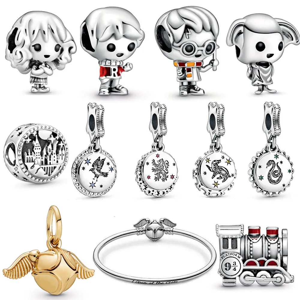 2019 Neue S925 Sterling Silber Harry Magic School. Zug. Puppenhaus-Elf. Charms Perlen Maskottchen Armbänder Dame Schmuck Weihnachten DIY Geschenk