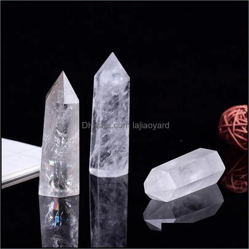 Raw White Crystal Tower Arts Ornament Mineral Healing wands Reiki Natural six-sided Energy stone Ability quartz pillars