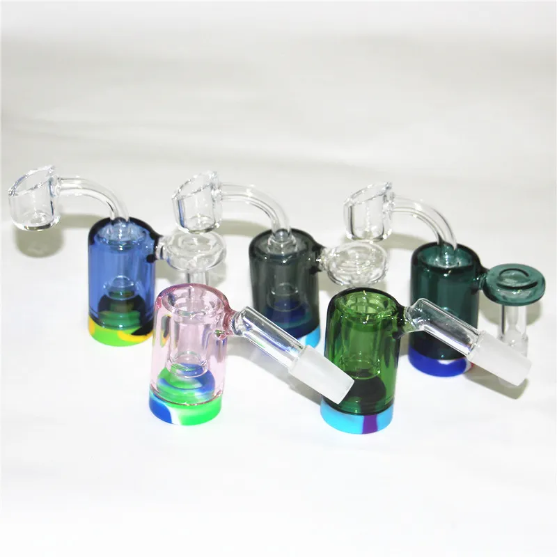 Hookah Glass Ash Catcher med silikonbehållare 14mm 18mm Ashcatchers For Glass Oil Rig Bongs Water Pipe