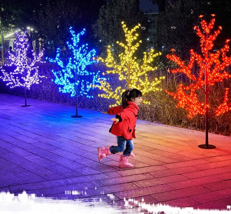 반짝이는 벚꽃 벚꽃 크리스마스 트리 조명 방수 정원 풍경 장식 램프 웨딩 파티 크리스마스 공급 H180cm