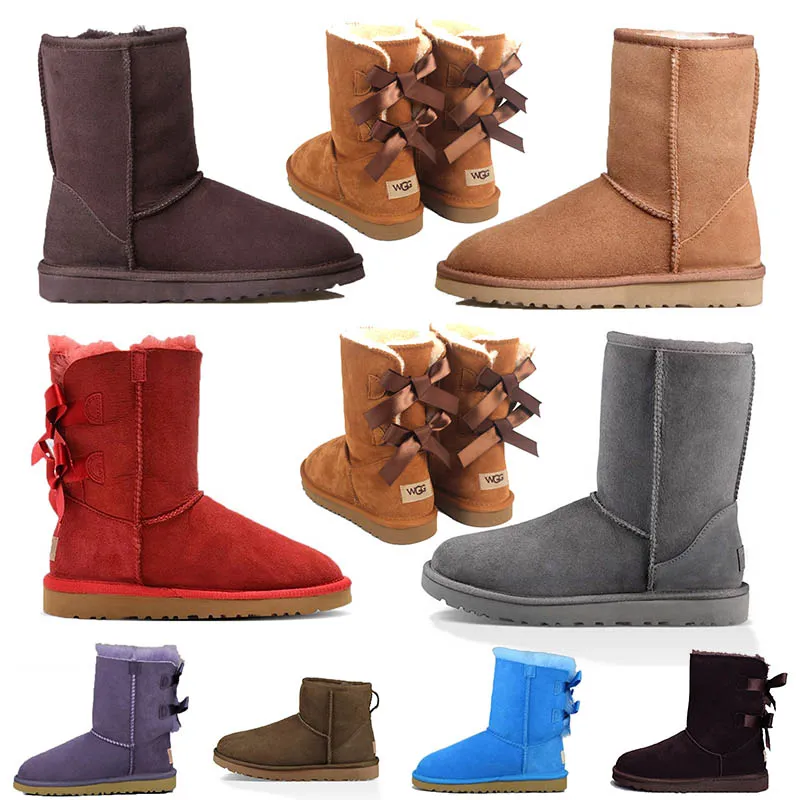 Topkwaliteit luxe sneeuw warme boot zwarte marineblauw roze satijn middelste enkel korte boog mini bont booties winter luxurys designer laarzen voor meisje vrouwen maat 36-41