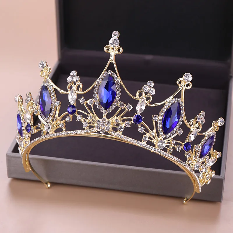 2021 Gouden Prinses Hoofddeksels Chique Bruids Tiara's Accessoires Verbluffende Kristallen Parels Bruiloft Tiara's En Kronen 121510288j