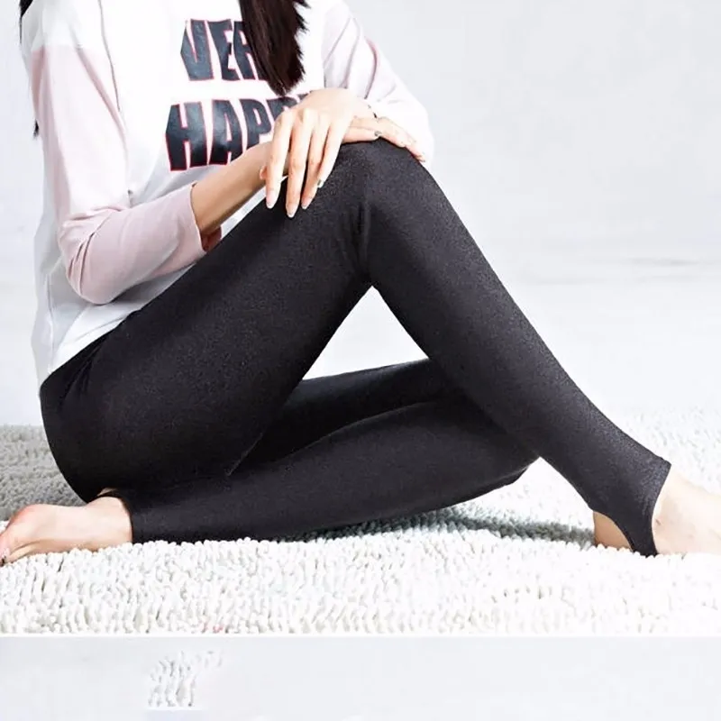 AOSHENG High Waist Fleece Velvet Plush Leggings Primark For Women Autumn/ Winter Fashion, Solid Slim Fit, Casual Black And Shiny Design LJ201104 From  Jiao02, $9.92