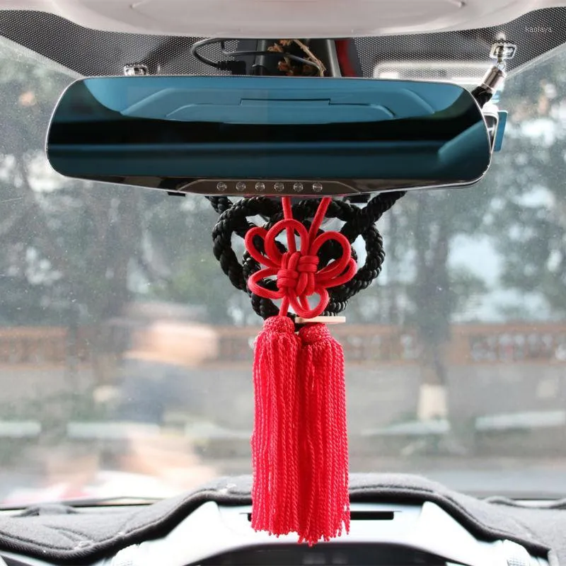 JP JUNCTION produit des nœuds de corde KIN TSUNA FUSA KIKU pour ornements de rétroviseur de voiture, mascotte chinoise noire et blanche, porte-bonheur 1256a