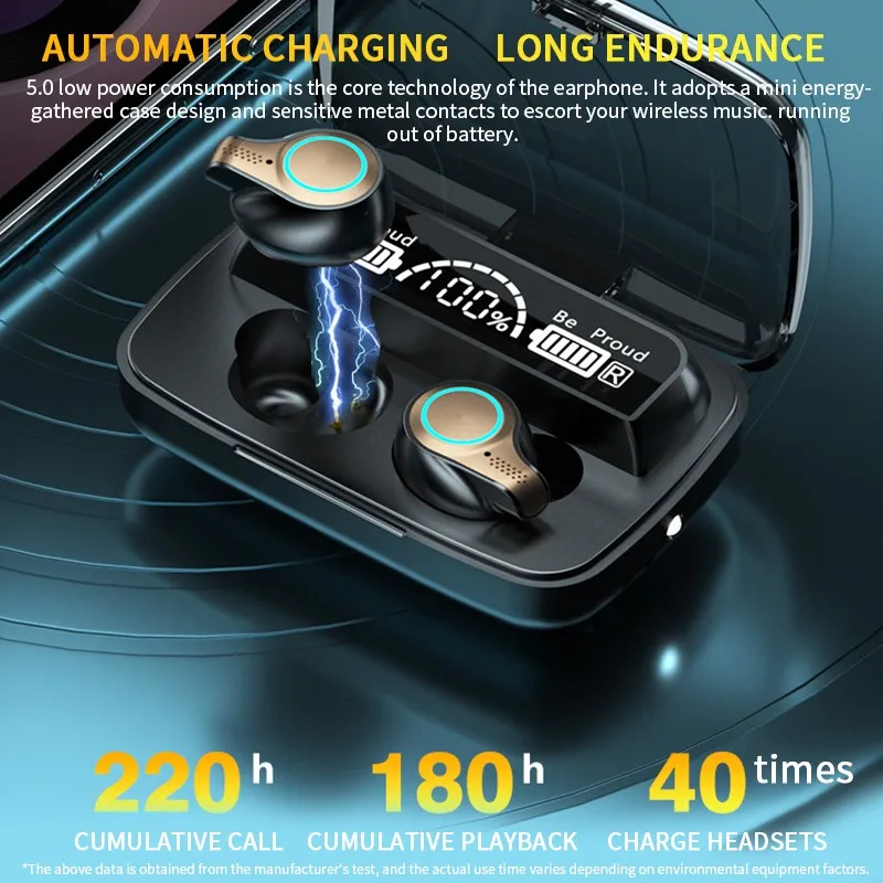 M17 M18 TWS Bluetooth Headset Sports Wireless LED Display Ear Hook