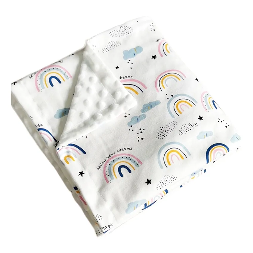 Baby Algodão Super Cobertor Suficiente Arco-íris 3D Dot ToDdler Swaddle 100x75cm 220225