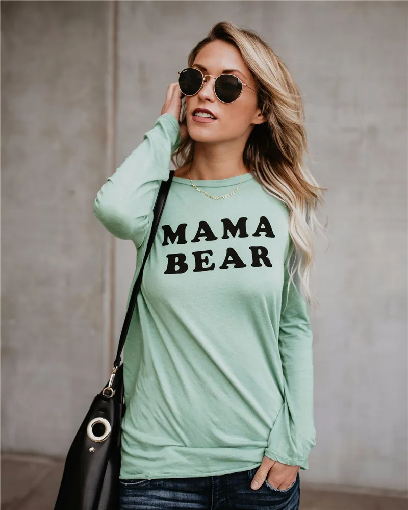 Offset z drukowanym literą Top koszulka z długim rękawem street street damskie ubrania modowe