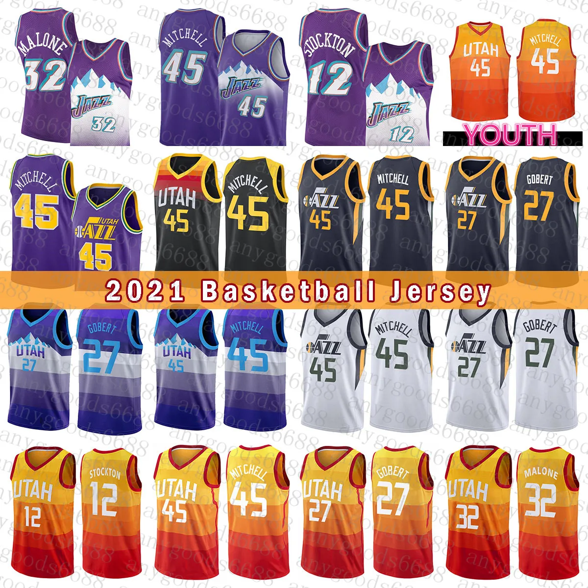 Save Big on Bulk Utah Jazz Basketball Jersey Utahs Jazzs Basketball Jersey  32 12 Donovan Mitchell Rudy Gobert 2021 2022 New 45 27 John Stockton Karl 