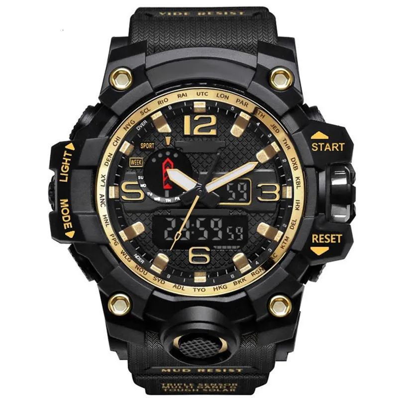 Nuevos relojes deportivos militares para hombre Reloj analógico digital LED Relojes de pulsera resistentes a los golpes Reloj electrónico de silicona para hombre Caja de regalo Mont193v