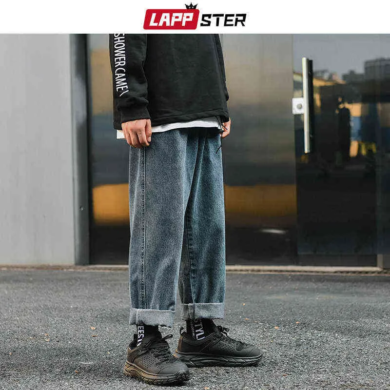 Lappster Jean Bleu Pour Hommes Streetwear Hip Hop Mode Corenne Pantalon Harem DContract en Denim Droit 2022 0309