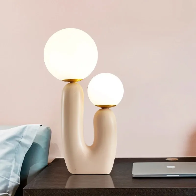 새로운 2 개의 흰색 유리 책상 램프 G9 LED 거실 침실 테이블 램프 어린이 선물 분위기 조명기구 홈 침대 옆 램프