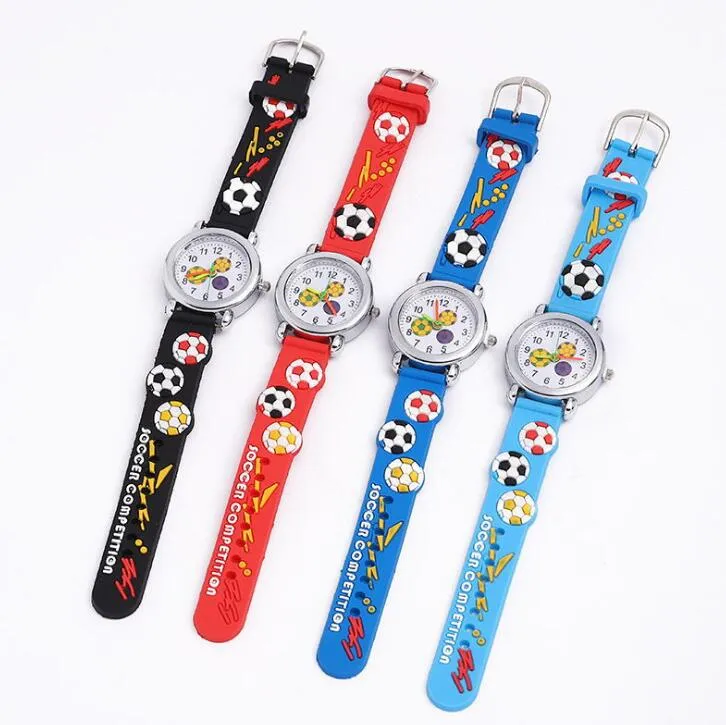 Mode 3D dessin animé enfants étudiants montre-bracelet Silicone Football papillon montre à Quartz bonbons voiture dauphin fleur enfant montres cadeau de noël