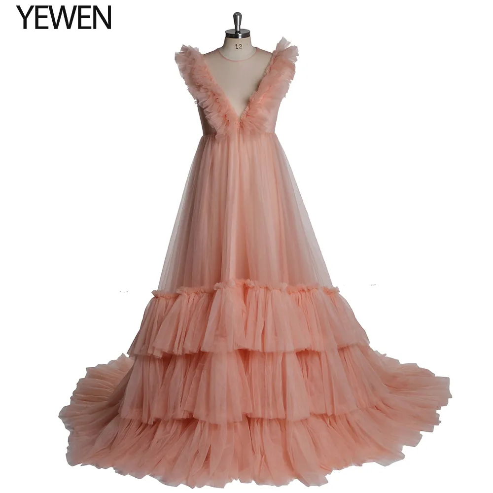 Photoshoot 또는 Babyshower 웨딩 드레스 핑크 출산 드레스 신부 가운 플러스 사이즈 Yewen 사용자 정의 색상 LJ201123
