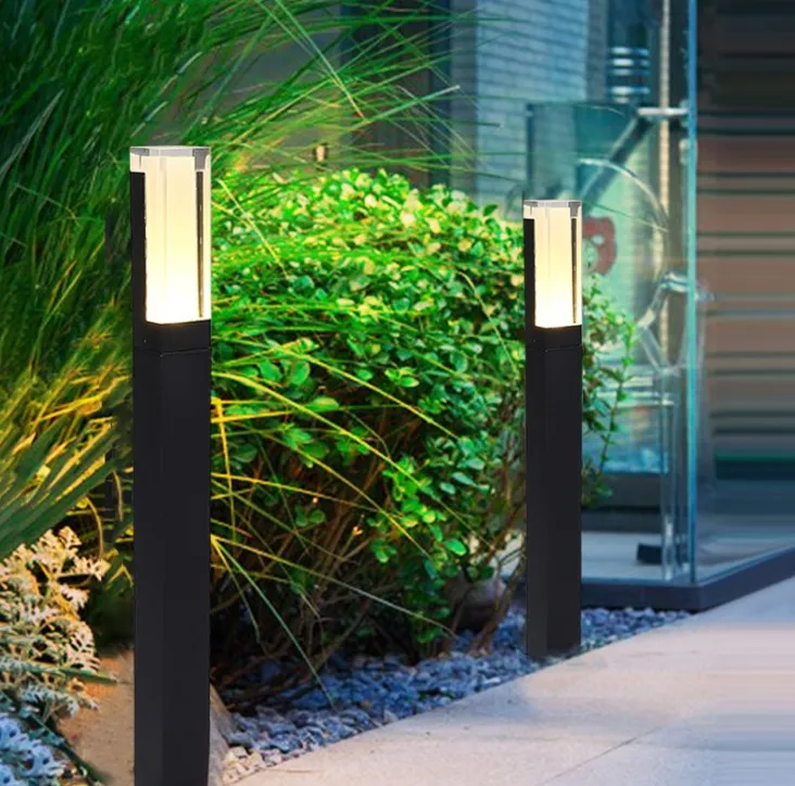 Utomhus kvadrat LED gräsmatta Vattentät Enkel Modern Korridor Garden Garden Lampa Utomhus Akryl Lawn Lamp