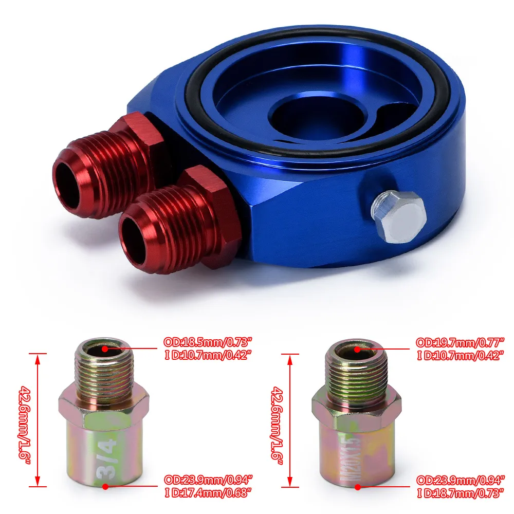 PQY - Car Aluminum Universal Oil Filter Sandwich Adapter For Oil Cooler Plate Kit AN10 PQY6721277n