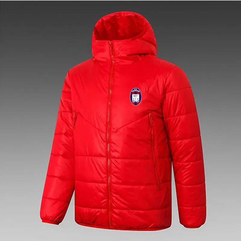 21-22 C.F. Crotone – veste à capuche pour hommes, manteau de sport de loisirs d'hiver, fermeture éclair complète, sweat-shirt chaud d'extérieur, LOGO personnalisé