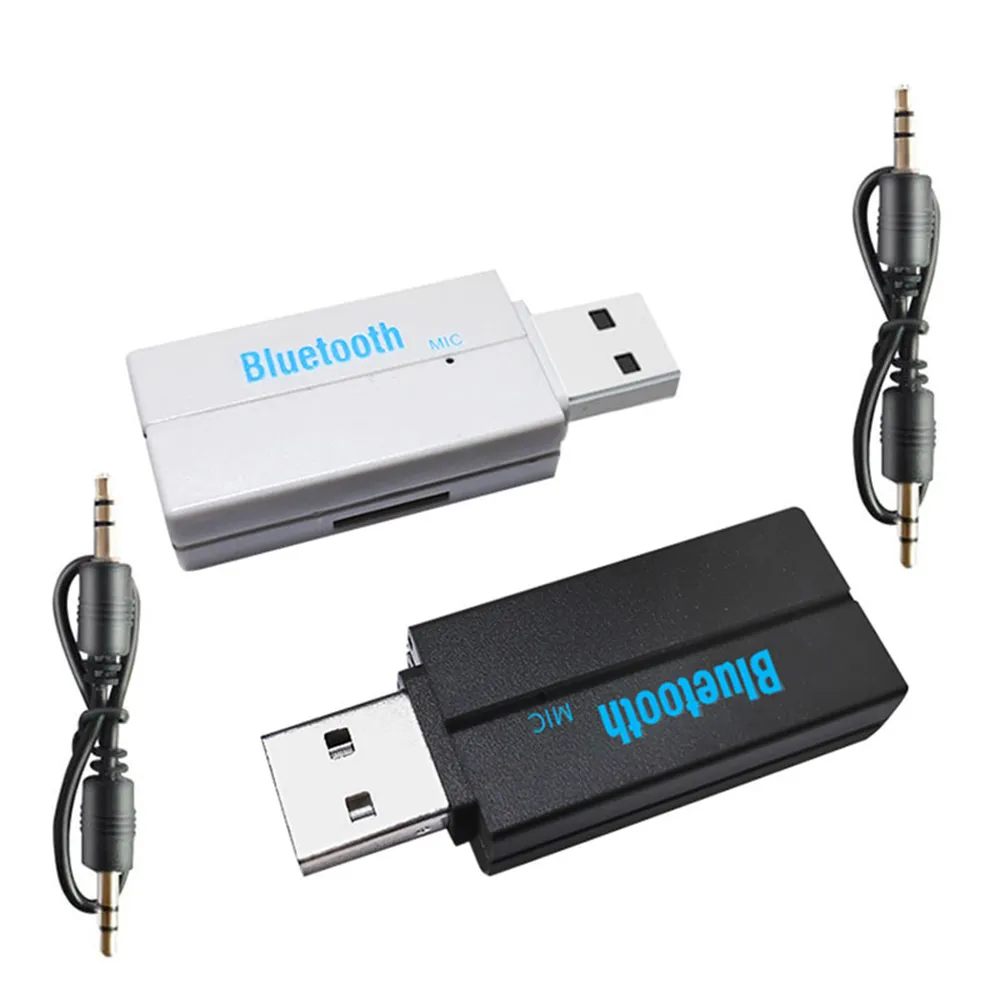 Bluetooth USB Беспроводной Bluetooth-приемник 3.5 мм Аудио Адаптер Джек AUX TF Card Reader Bree Bree Microphone Вызов для автомобильного комплекта Радио