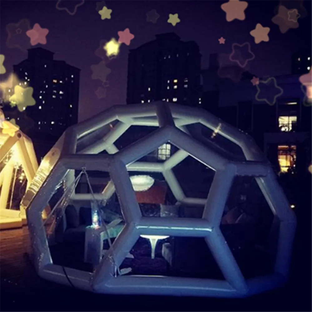 Customized Football structure inflatable igloo bubble lodge tent with mat transparent inflatable luxury camping bubble tent For outdoor