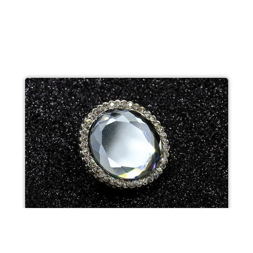 Bot￵es de strass de diamante preto feminino Estrela Flower Decorativa Decora￧￣o de fivela de pele Cacadigan Sweater Buckle Big Metal B Jllpin