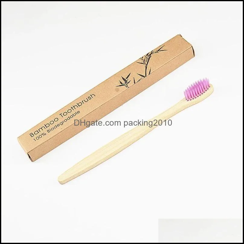 Eco Friendly Toothbrush Bamboo Toothbrushes Adult Flat Handle Soft Bristle Gingival Protection Travel Biodegradable Natural