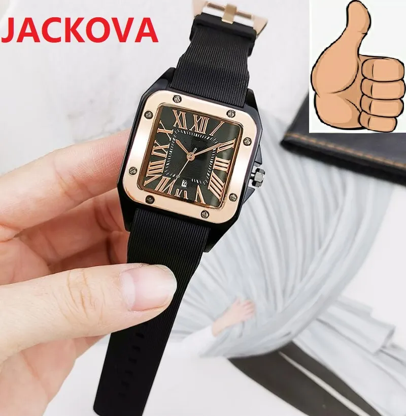 dernière version en caoutchouc bracelet en silicone sport militaire hommes montre carré romain centre horloge calendrier reloje homme femme montres à quartz la liberté de la montre-bracelet de l'homme