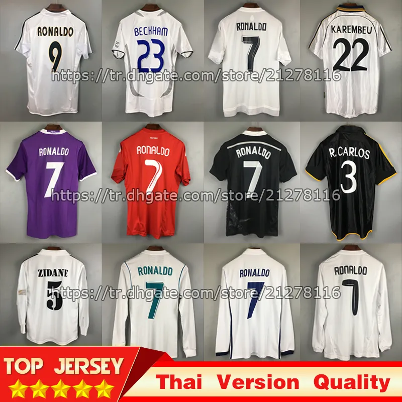 Maillot de football r tro 04 05 2002 14 15 16 17 GUTI KAKA 07 08 94 96 ZIDANE Beckham 06 07 RAUL 98 99 00 R.Carlos