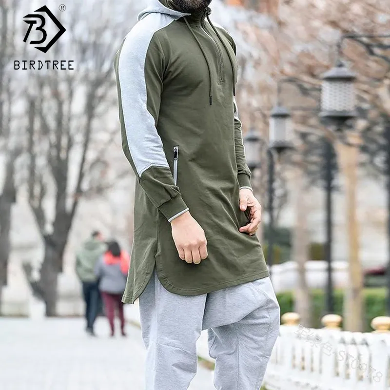 New Men Reteckwork Muçulmano Árabe Suéter 2020 Outono Zipper Full Manga Com Capuz Longo Fitness Tops Jogging Roupas C9D421S C1116