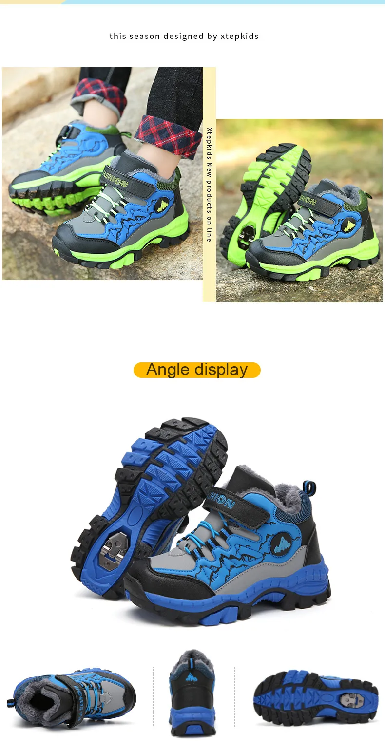 Kinderschoenen Winter Buiten Wandelen Warm Veet Waterdichte Laarzen TPR Schokabsorptie Trekking Jongens Kinderschoen Hardlopen_voghion.com