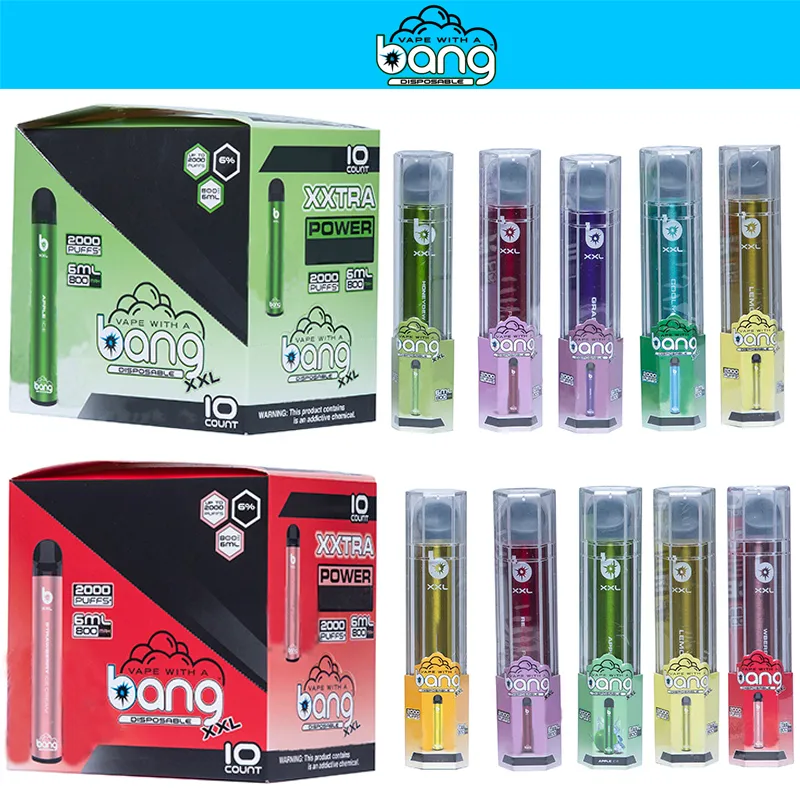 Newest Bang XXL 2000 Puffs XXTRA Disposable Vape Pen 800mAh battery No Need Filling 6ml Pod 6% Contained Hot Selling DHL Free