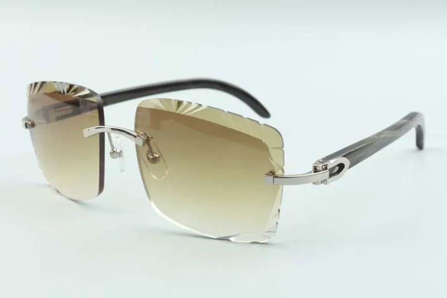 2021 직접 판매 절단 렌즈 선글라스 3524020, 블랙 텍스처 경적 사원 안경, 크기 : 58-18-140mm