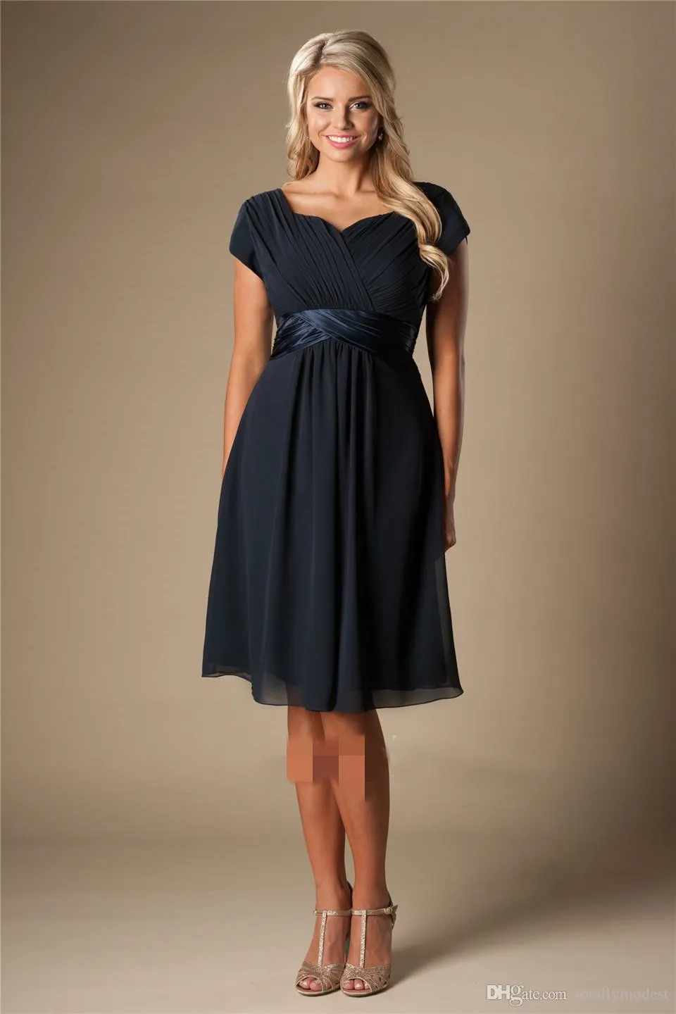 Navy chiffon dress short shop