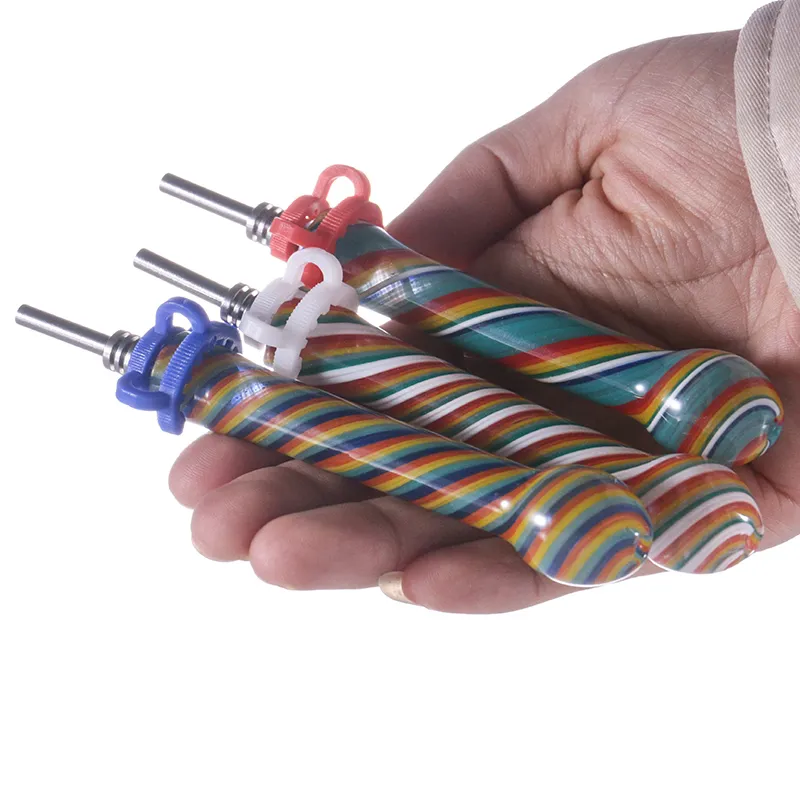 Kit de collecteur de Nector en verre avec pointes en titane, plates-formes pétrolières en paille Dab, tuyau en silicone, accessoires pour fumer, plate-forme dab