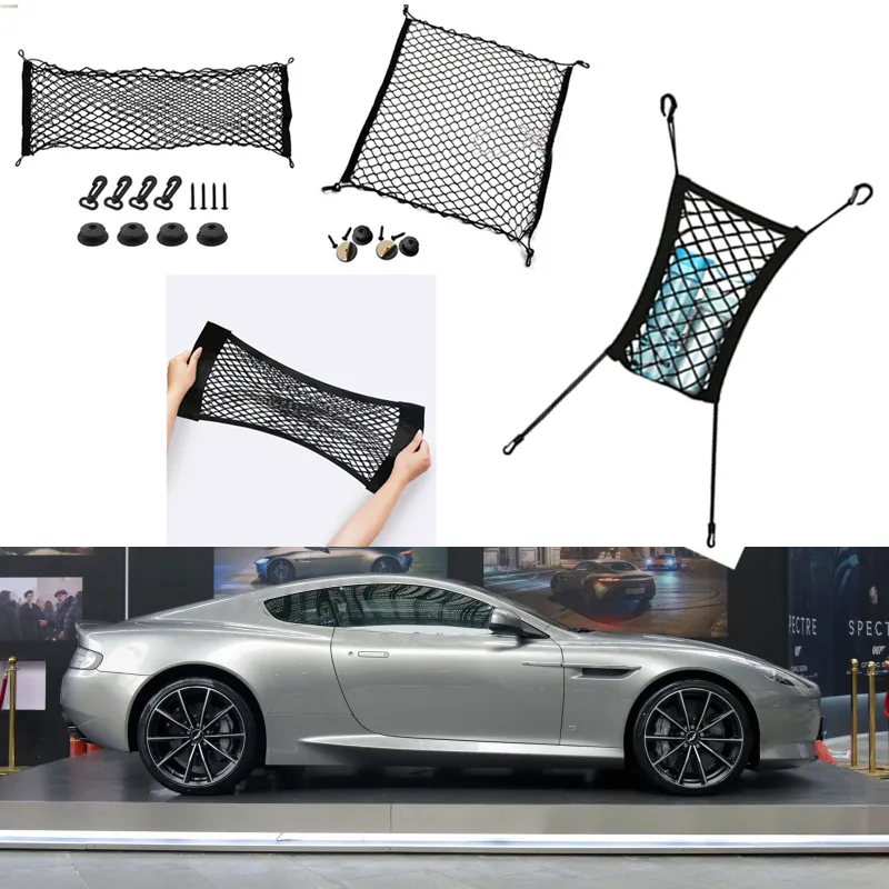 For Aston Martin DB9 Car Auto vehicle Black Rear Trunk Cargo Baggage Organizer Storage Vertical Nylon Plain Seat net