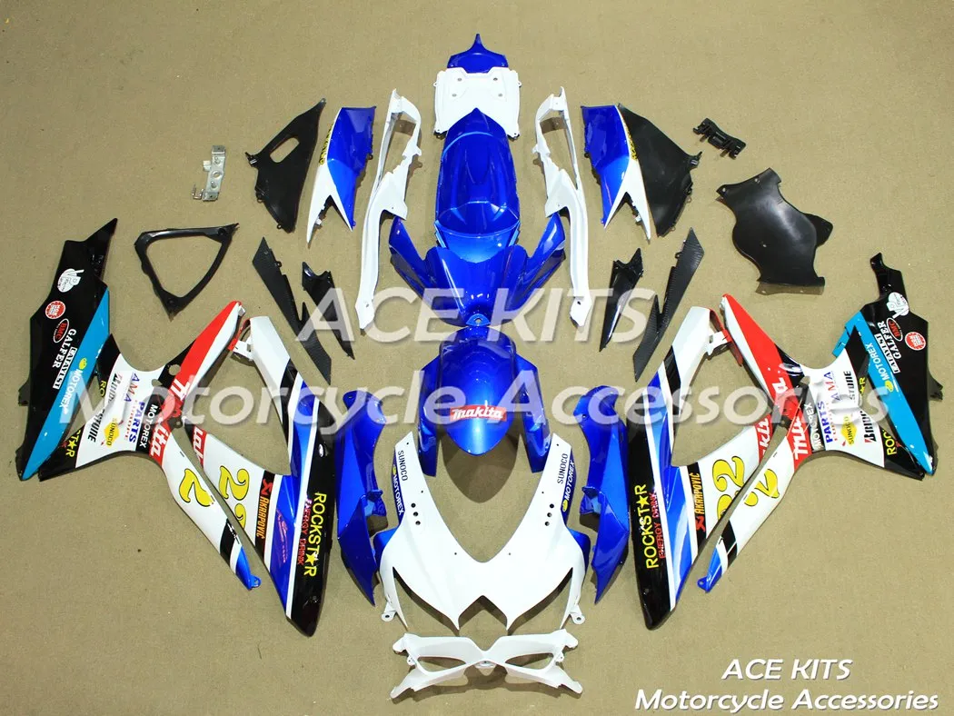 ACE Комплекты 100% обтекаватели мотоцикла ABS для Suzuki GSXR 600 750 K8 2008 2009 2010 ЛЕТ множество цветов NO.164V1