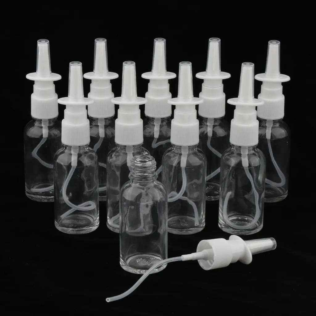 10 Pieces 30ml Empty Glass Nasal Spray Pump Bottle Fine Mist Vials Sprayer