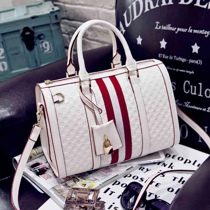 75% Off Simple handbag stripe Boston pillow sling shoulder women's versatile cross Bag Handbags