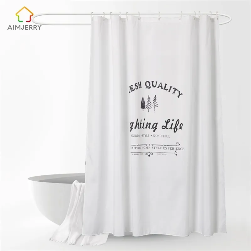 Aimjerry White Shower Curtain Fabric 방수 Mildewproof 현대 욕조 욕실 커튼 맞춤 71 * 71 인치 060 201127