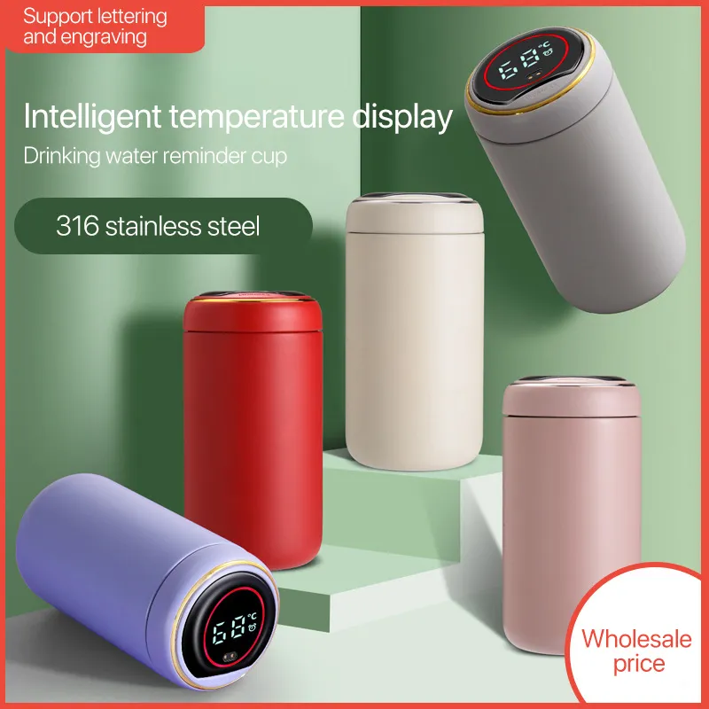 Smart Stainless Steel Thermos Water Cup Temperature DISPLAY Airless Travel Rechargeable Coffee Cup Thermos Water Bottle