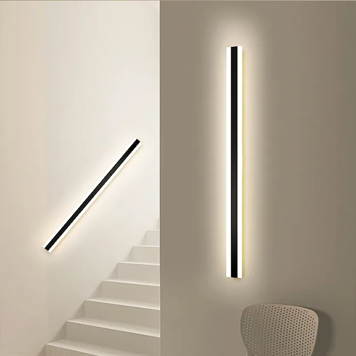 Akryl LED Creative Line Long Aluminium Wall Lamp Nordic Aisle vardagsrum TV Bakgrund Bedrummet Bedside Lamps