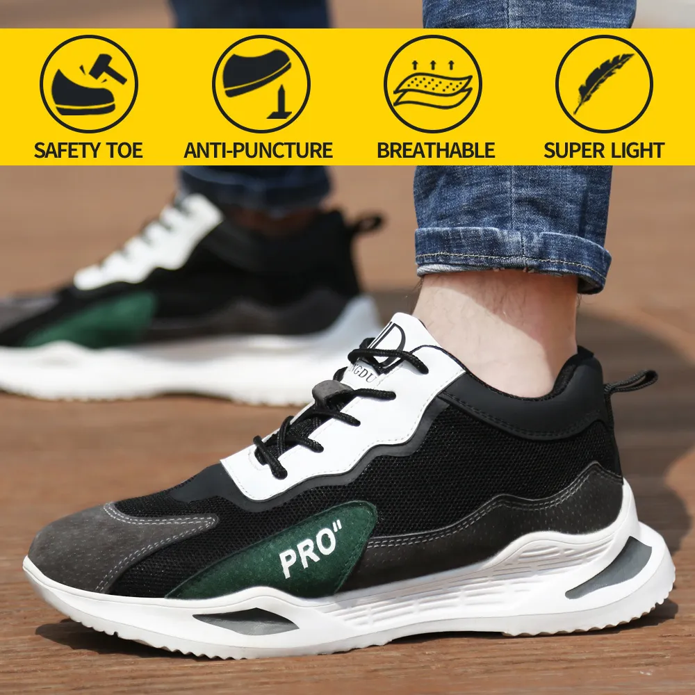 2021New TRAJE DE SEGURANÇA DE TRABALHOS Homens dedos de aço Toe Anti-Smashing Anti-Puncture luz suave confortável botas protetoras Mulheres Sneaker 20116