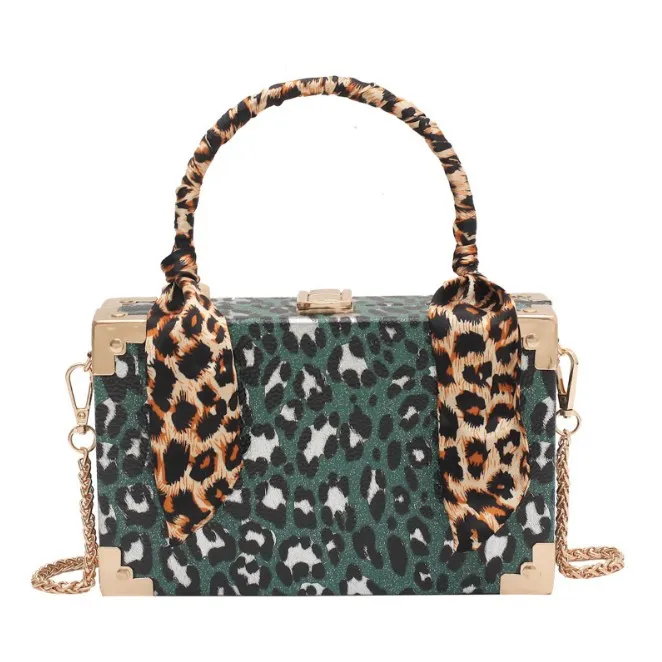 Bolsa de ombro feminina caixa quadrada design moda bolsa designer leopardos padrão sacos mão feminina bolsa embreagem