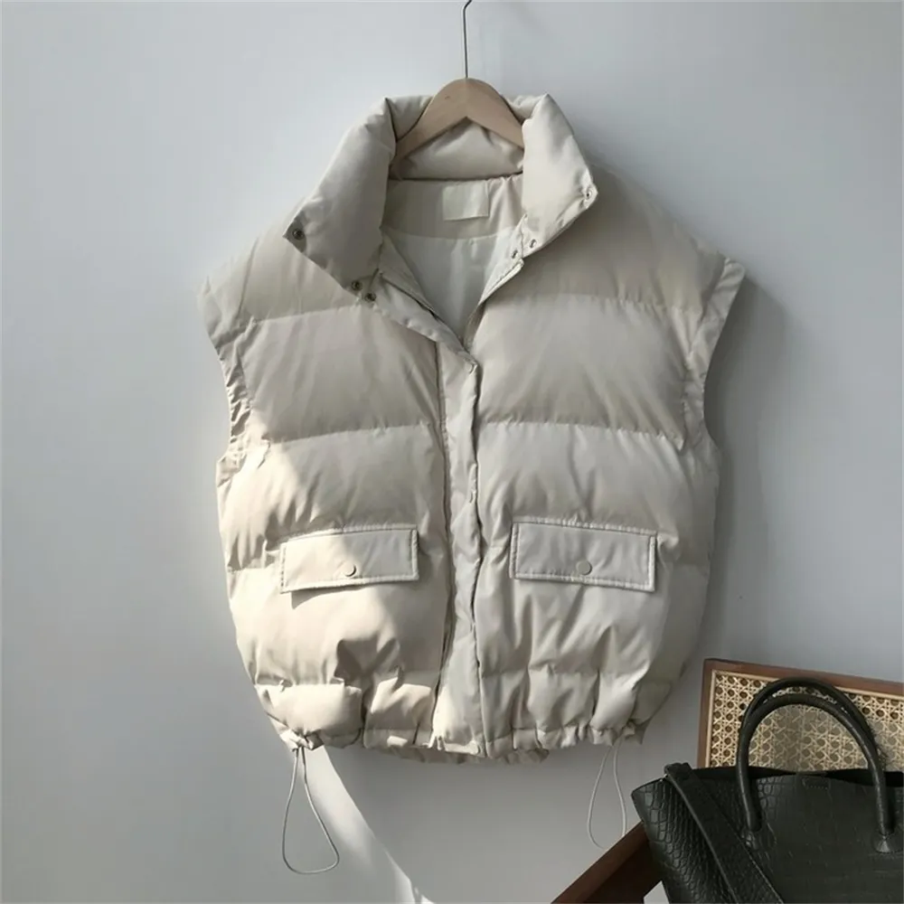 Neue Ankunft 2020 Herbst Winter Frauen Weste Baumwolle gefütterte Kurze Weste Plus Größe Ärmel Outwear Weibliche Casual Parka Mujer LJ200824