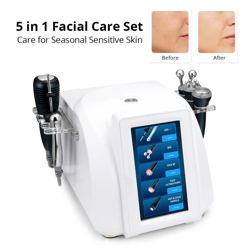 5 sur 1 Soins du visage Séparer Sensibilité Traitement du traitement Bio Serrer la peau Lifting Jawline RF Regain Collagen Cavitation du visage