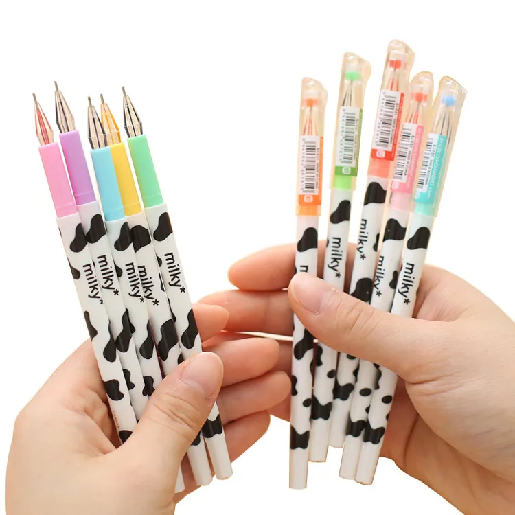 Wholesale Kawai Diamond 0.7 Mm Gel Pen Set Milky Cow Design, Ink