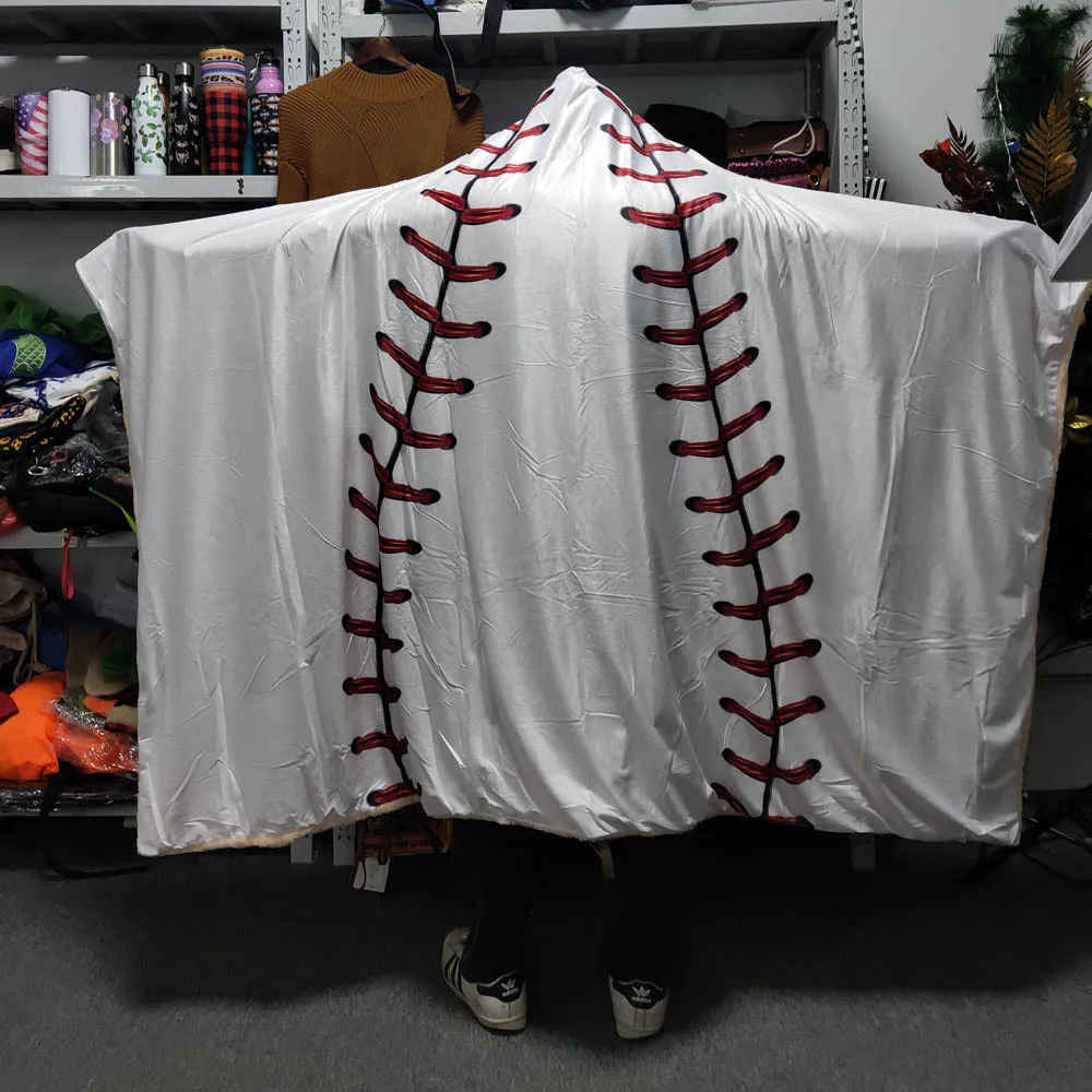 Adults Baseball Hoodie Blankets 80inch Softball Covers Football Team Gift Blanket School Basketball Gift DOM1079